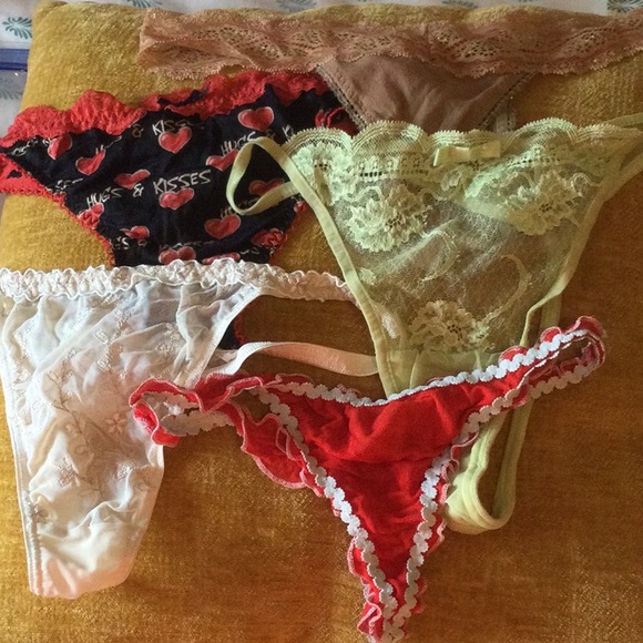 NWOT 5 PC Designer Y2K Silk Thong Bundle - Picture 1 of 10